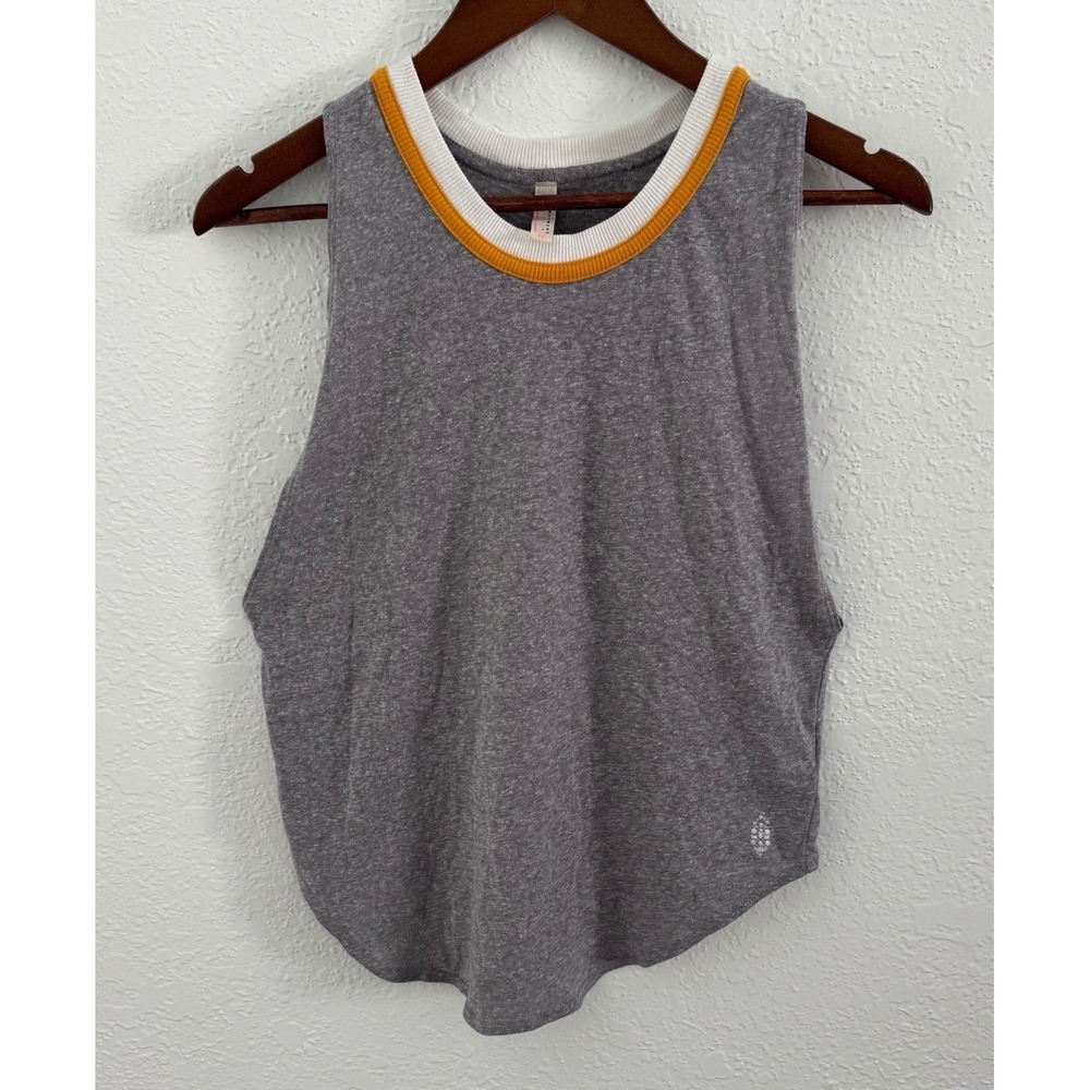 Free People FP Movement Open Back Ringer Tank Heather Grey Small Gym Coverup